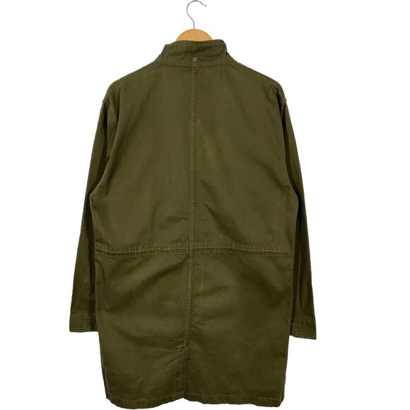 Stussy Khaki Green Mil-spec Cotton Long Parka Jacket men's size Medium - Picture 2 of 9